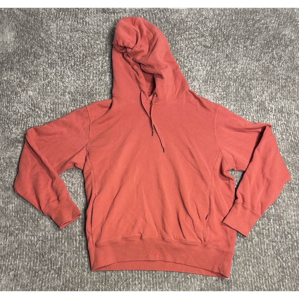 Uniqlo Hoodie Mens L Coral Pink Long Sleeves Soft Pullover Casual Pockets
